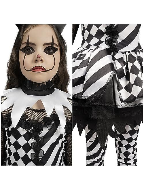 Spooktacular Creations Girls Clown Costume, Evil Clown Costume, Black and White Clown Dress for Girls Halloween Dress Up