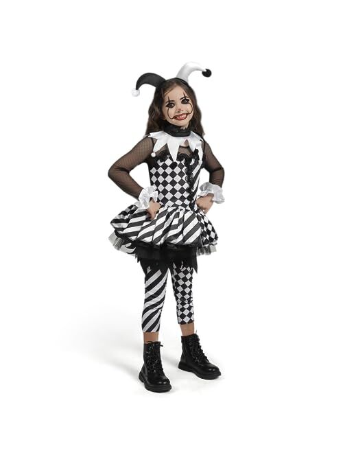 Spooktacular Creations Girls Clown Costume, Evil Clown Costume, Black and White Clown Dress for Girls Halloween Dress Up
