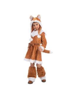 Sweet Girls Fox Costume Set for Halloween Dress Up Party, Carnival Cosplay, Jungle-Themed Party