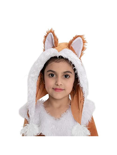 Spooktacular Creations Sweet Girls Fox Costume Set for Halloween Dress Up Party, Carnival Cosplay, Jungle-Themed Party