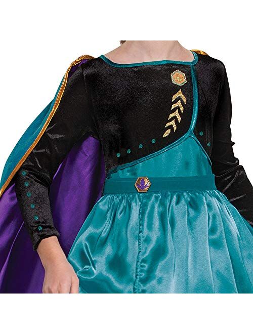 Disguise Disney Frozen 2 Anna Costume for Girls, Prestige Glam Dress and Cape Outfit
