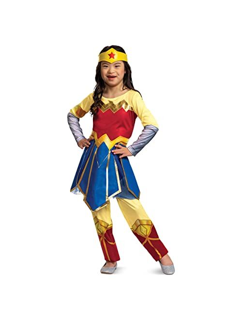 Disguise Wonder Woman Costume for Kids, Official Adaptive Wonder Woman Jumpsuit with Skirt,