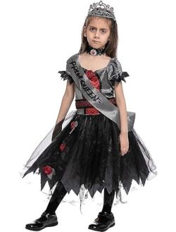 Halloween Child Girl Zombie Princess Costume, Zombie Prom Queen Costume for Role-Playing Party