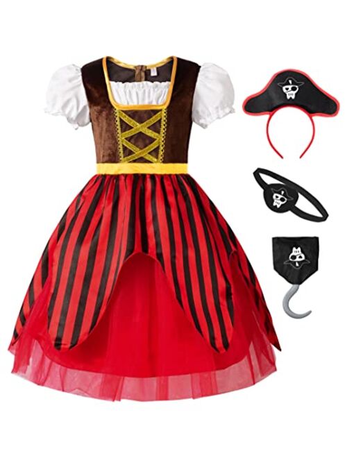 ReliBeauty Girls Pirate Dress Sea Buccaneer Costume