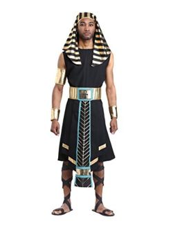 Dark Pharaoh Costume for Men Egyptian Pharaoh Adult Outfit Egypt Halloween Costume