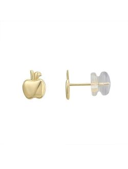 Charming Girl 14k Gold Apple Stud Earrings
