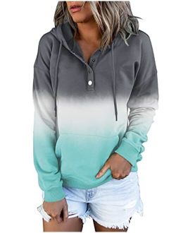 FARORO Hooded Sweatshirts for Women Hoodies Pullover Casual Sports Top Button Down Shirt with Pockets