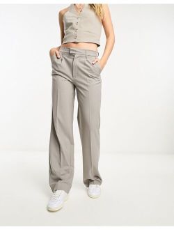 high waisted tailored pants in stone