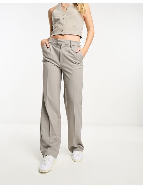 Pull&Bear high waisted tailored pants in stone