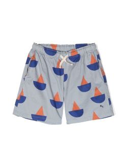 boat-print drawstring shorts
