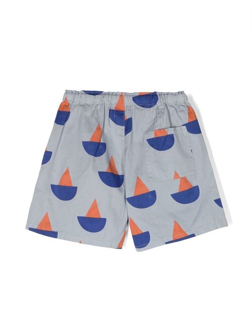 Bobo Choses boat-print drawstring shorts