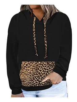 CARCOS Plus Size Hooide Women Long Sleeve Fall Pocket Hooded Sweatershirt XL-5XL