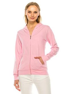 RENESEILLE Women's Hoodie Jacket Sweatshirt - Casual Full Zip Up Long Sleeve Slim Fit Workout Basic Active Hooded Top