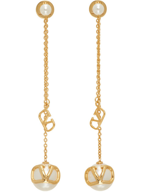 Valentino Garavani Gold VLogo Signature Pearl Earrings