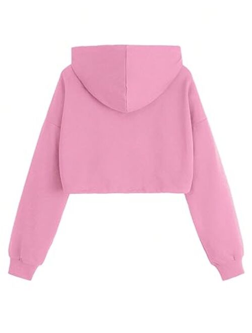 SweatyRocks Women's Casual Full Zip Crop Top Hoodie Sweatshirt Jacket