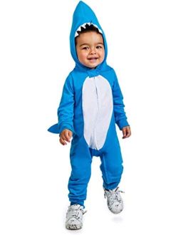 Tipsy Eives Cute Baby Shark Playsuit with Hoodie for Babies and Toddlers Unisex Sizing