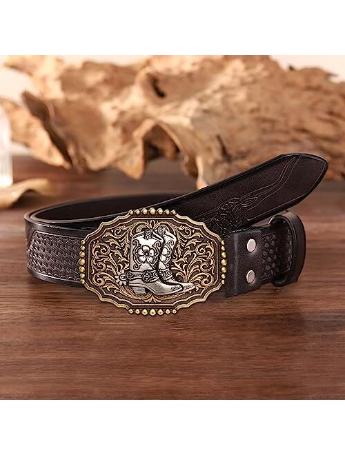 Bboten Western Cowboy Belt Buckle for Men Women, Rodeo Horse Boots Long Horn Belt Buckle, Vintage Texas Belt Buckles