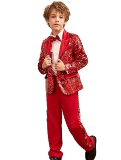 Boy's Suit Set Boys 2 Piece Sequins Formal Suit 5-12Y