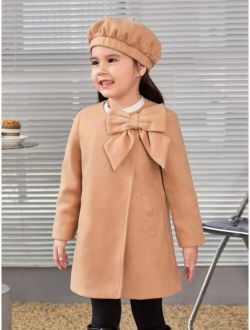 Young Girl Bow Front Overcoat & Hat