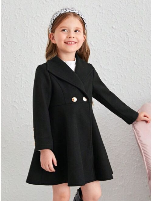 SHEIN Young Girl Double Button Overcoat