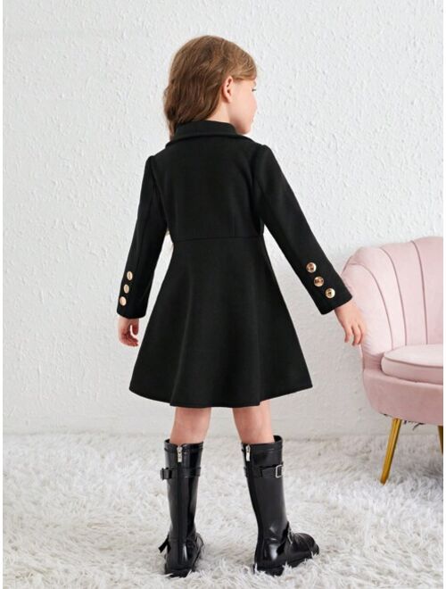 SHEIN Young Girl Double Button Overcoat