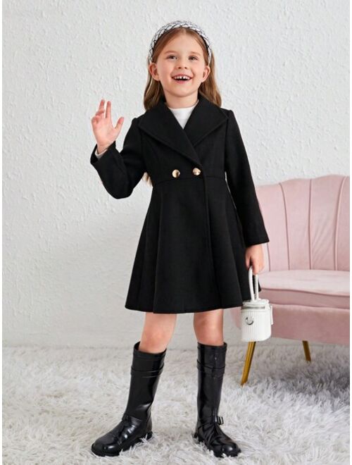 SHEIN Young Girl Double Button Overcoat