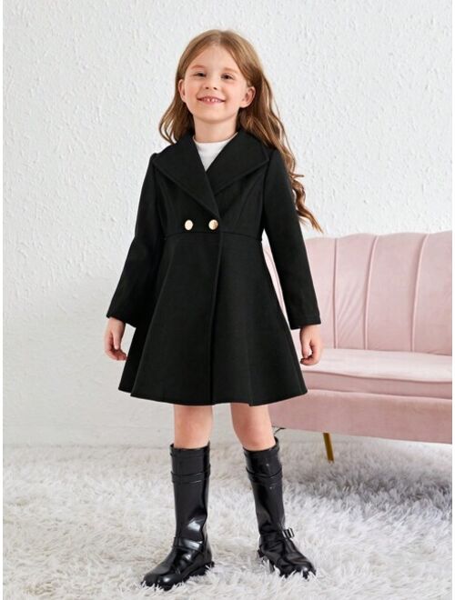SHEIN Young Girl Double Button Overcoat