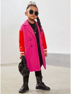 Young Girl Casual Knit Lapel Collar Overcoat For Fall/winter