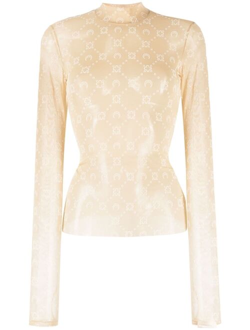 Marine Serre Regenerated Moonogram flocked mesh top