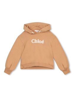 Chloe Kids logo-embroidered organic-cotton hoodie