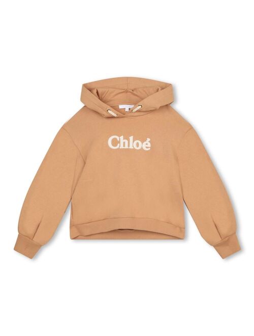 Chloe Kids logo-embroidered organic-cotton hoodie
