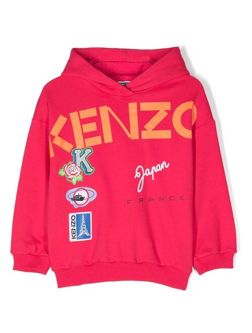 Kenzo Kids logo print cotton hoodie