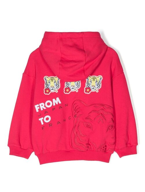 Kenzo Kids logo print cotton hoodie