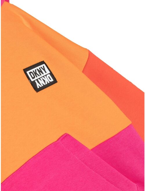 Dkny Kids colour-block logo-patch hoodie