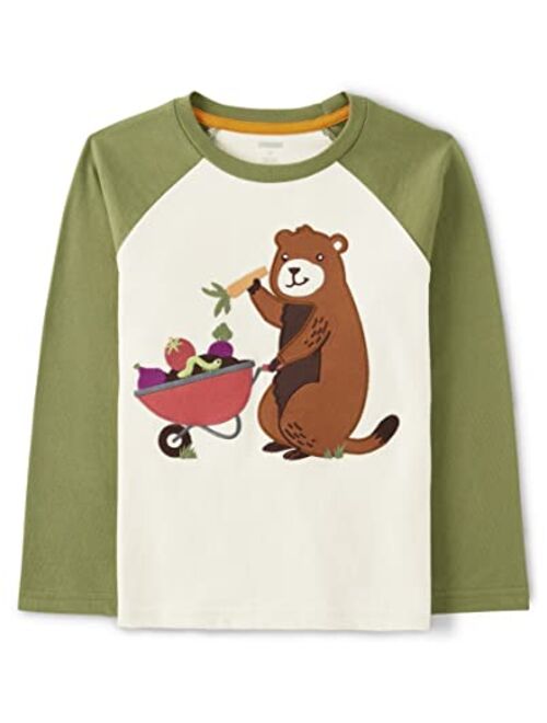 Gymboree Boys' and Toddler Spring and Summer Embroidered Graphic Long Sleeve T-Shirts
