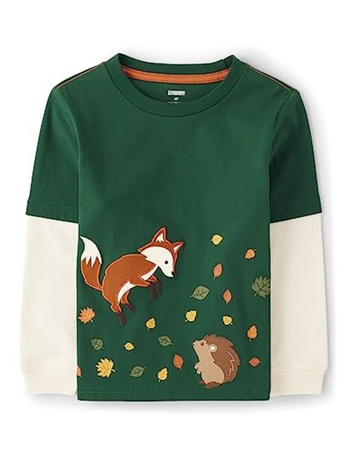 Boys' and Toddler Embroidered Graphic Long Sleeve Layered T-Shirts