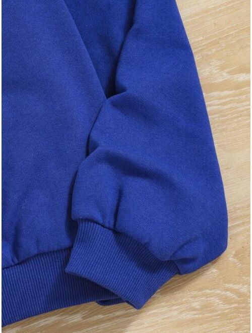 SHEIN Tween Girl Slogan Graphic Thermal Lined Pullover