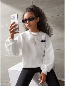 Kids Cooltwn Girls Letter Patched Drop Shoulder Sweatshirt