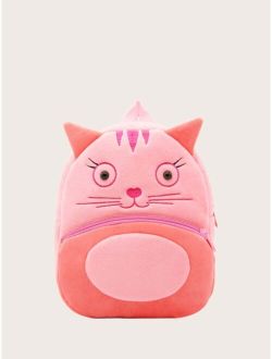Shein 1pc Cute Cat Design Plush Backpack For Girls, Suitable For Daily Use
