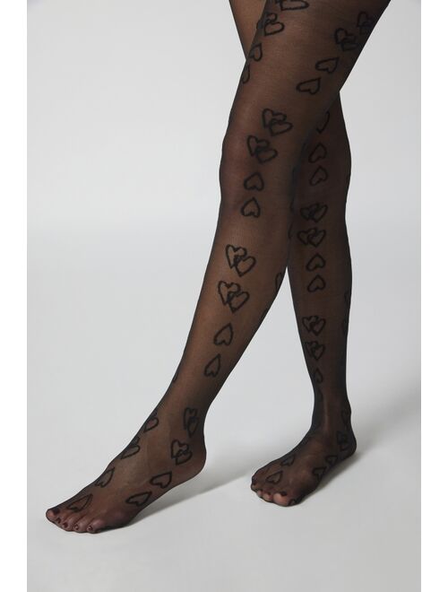 Urban Outfitters Graffiti Heart Tights