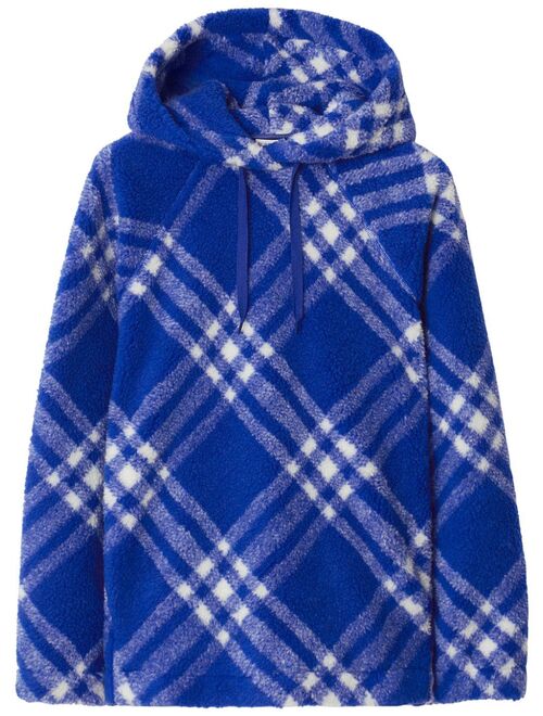 Burberry checked faux-shearling hoodie
