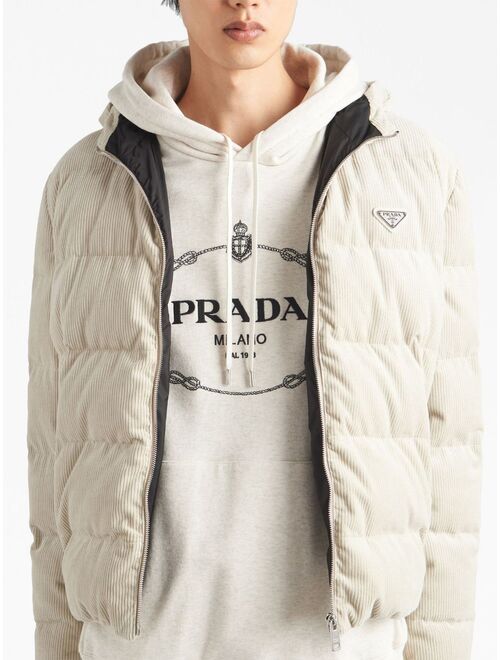 Prada logo-embroidered cotton hoodie