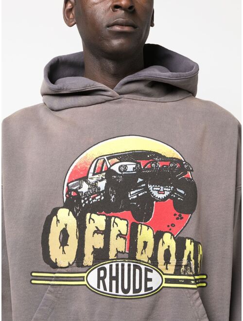 Rhude Off Road-print cotton hoodie