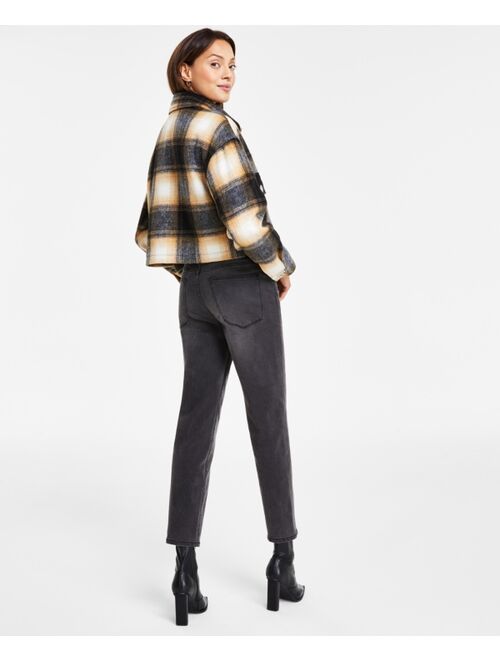 DKNY JEANS Women's Long-Sleeve Plaid Print Button-Down Jacket