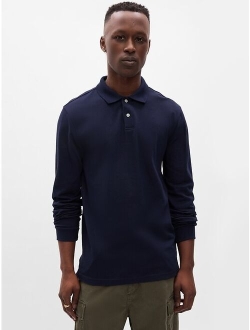 Pique Solid Long Sleeve Regular Size Polo Shirt