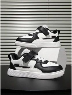 Shein Children'S Sports Shoes With Velcro Strap Light Wear-Resistant Skate Shoes