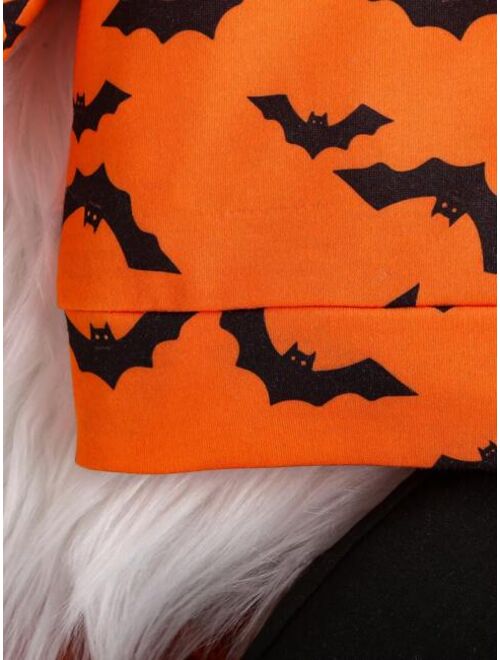 Shein Baby Girl Bat Print Sweatshirt & Ripped Pants