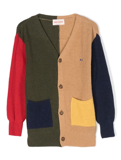 Bobo Choses colour-block wool-blend cardigan