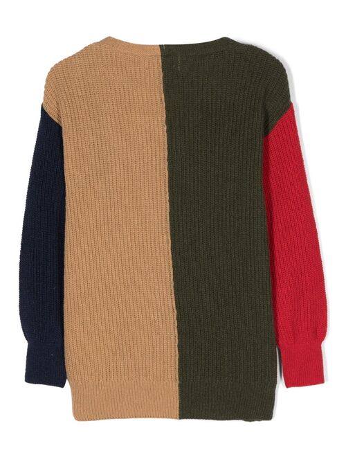 Bobo Choses colour-block wool-blend cardigan