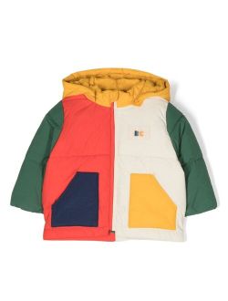 colour-block padded hooded jacket
